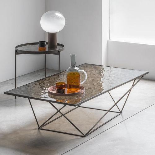 現代風ローテーブル - EVOQUE - pezzani home collection - ガラス製 / 大理石 / 鈑金脚