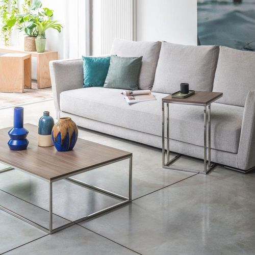 現代風サイドテーブル - LAMINA - pezzani home collection - ラミネート / ステンレススチール脚 / 円形