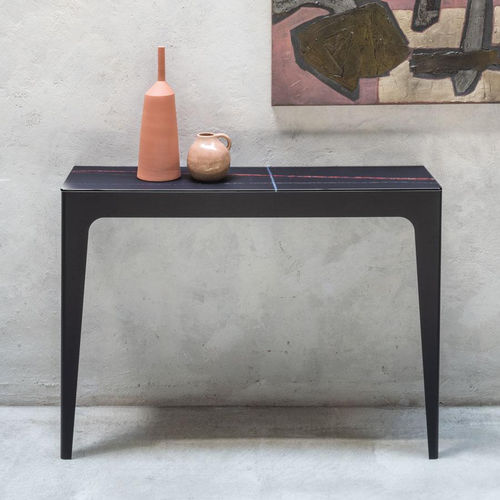 現代風サイドボードテーブル - BRIDGE - pezzani home collection - 硬化ガラス製 / 鈑金脚 / 長方形