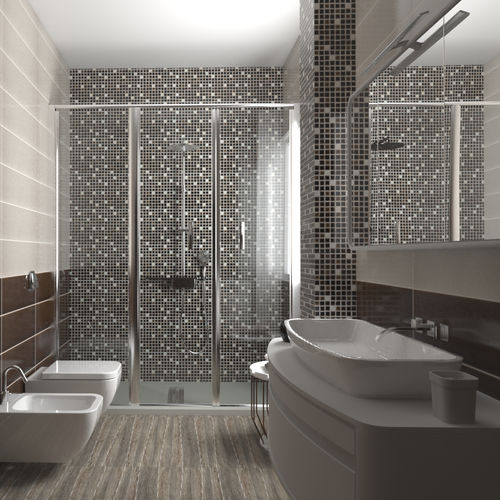 セラミック製タイル - CRAKL.È : MOSAÏCO - AcquarioDue - エンボス加工 / バスルーム用 / 壁面
