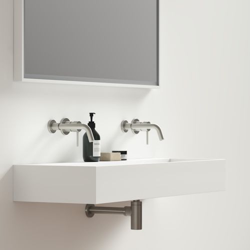 壁掛け式洗面器 - THINN - Lusso Stone - 石灰岩 / ミネラル鋳造製 / ダブル