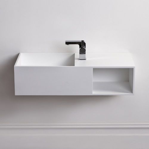 一体型洗面器 - CUBIX - Lusso Stone - ミネラル鋳造製 / 組み込み式カウンタートップ付 / 棚付き