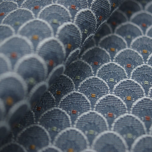 張り地 - CLARICE BLEU SMALL SHELL - Loome Fabrics - カーテン用 / 柄付き / コットン