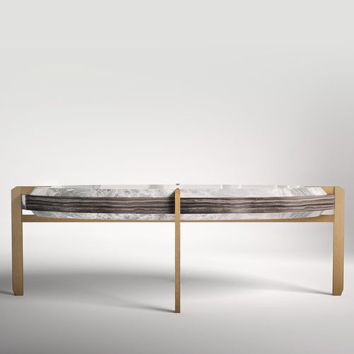 現代風ローテーブル - SOHO - Rossato Srl - 大理石 / 木製脚 / 楕円形