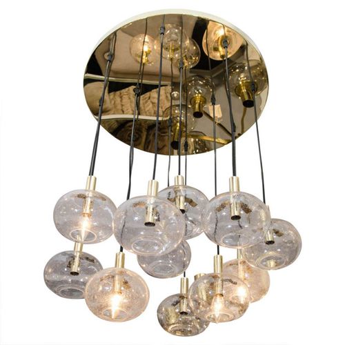 現代風シャンデリア - KA1872 SUSPENDED GLOBES - Alan Mizrahi Lighting - ガラス製 / 真ちゅう製 / 球状