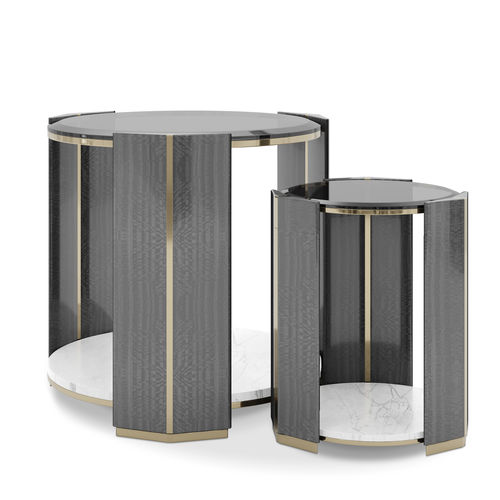 現代風サイドテーブル - Algerone Set - LUXXU MODERN DESIGN & LIVING - 木製 / スモークガラス製 / 光沢のある真鍮製