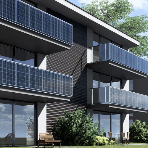 ソーラーパネル付手すり - MODULARIS PV - Abel Metallsysteme GmbH & Co. KG - アルミニウム / パネル付き / 屋外用
