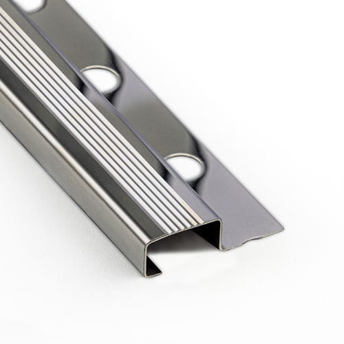 ステンレス網製エッジトリム - DELUXE 12X25 - ALUMACER® - 階段用 / 短形断面 / 銀色