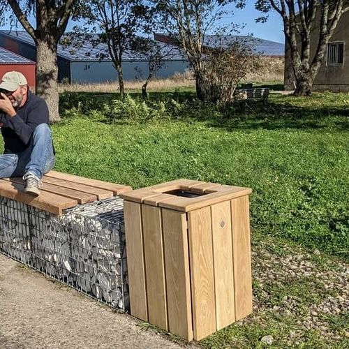 公共用ゴミ箱 - GOALA - ID GABION - L'AGENCE URBAINE - 金属製 / マツ製 / 石製