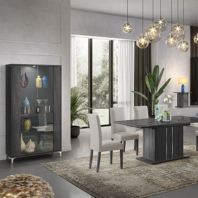 現代風展示ケース - LUNA-DINING - Ben Company srl Industria Mobili - 壁取り付け式 / 脚上 / 硬化ガラス製