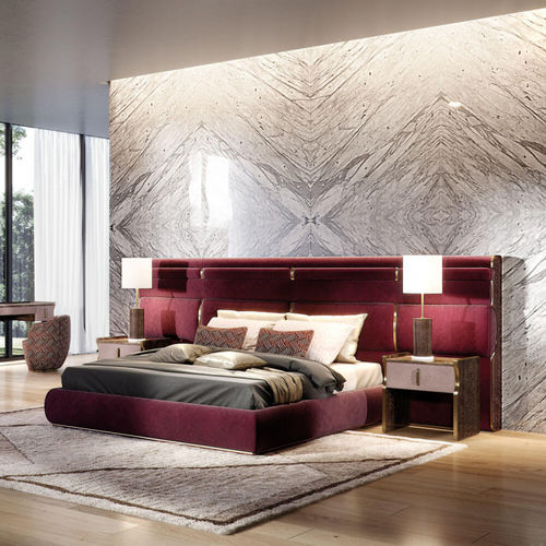 ダブルベッド - TRILOGY XL - Capital Collection - 現代風 / 布張り / ヘッドボード付き