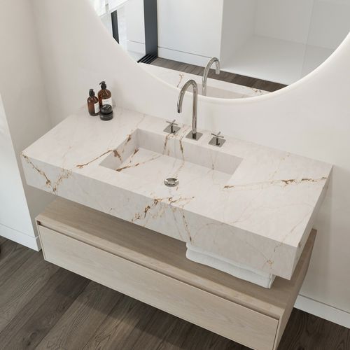 壁掛け式洗面器 - ELEGANCE - Riluxa - Silestone®製 / 長方形 / 穴なし