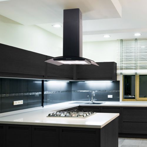 アイランドレンジフード - LA-70-CVD-ISL - Luxair Cooker Hoods Kitchen Extractors - 埋込照明付き / 黒色