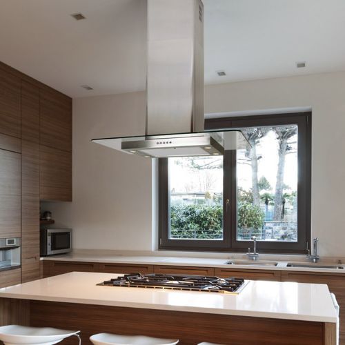 アイランドレンジフード - LA-90-ST-GL-ISL - Luxair Cooker Hoods Kitchen Extractors - 埋込照明付き