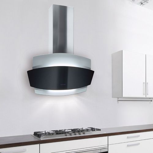 壁取り付け式レンジフード - LA-90-AURORA-SS-BG - Luxair Cooker Hoods Kitchen Extractors - 埋込照明付き / オリジナルデザイン / 黒色