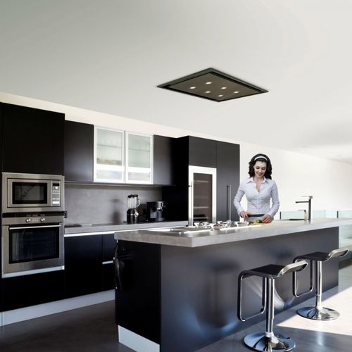 天井取付け式レンジフード - LA-90-ANZI - Luxair Cooker Hoods Kitchen Extractors - 埋込照明付き / 黒色