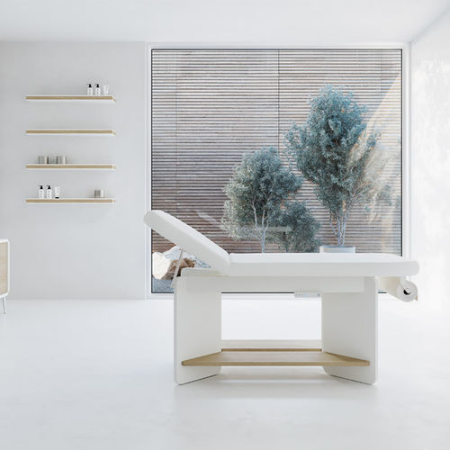 電動マッサージ台 - VIS - VISMARA Beauty&Spa Design - 自然オーク材製 / 収納付き / 高さ調節可