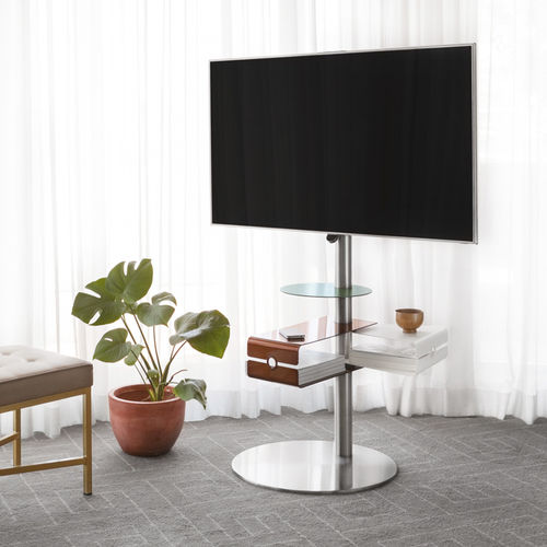 現代風テレビスタンド - DISCO R5 BI WITH TRIA SHELF - SERI STYLU - ステンレススチール