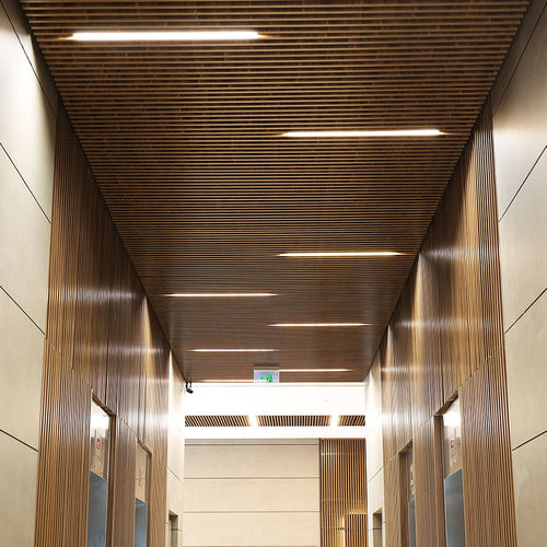 ラミネート音響バッフルボード - LINEAR SYSTEM - Integra - Interior Systems - MDF / 吊り下げ式 / 長方形