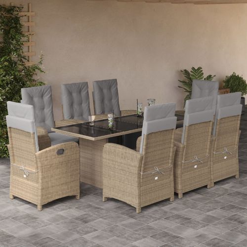 現代風テーブルチェアセット - vidaXL 9-tlg : 3212497 - desayo - 庭用 / 籐製 / 粉体塗装スチール製
