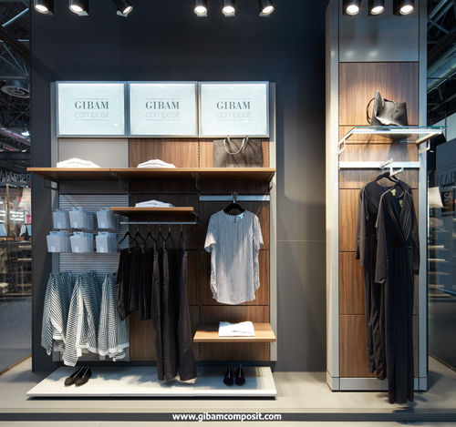 洋服用展示用ラック - M28.02 - GIBAM SHOPS SPA - 壁取り付け式 / 木製 / パネル