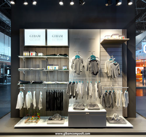 洋服用展示用ラック - M30 SLEEK - GIBAM SHOPS SPA - 壁取り付け式 / 木製 / ガラス製