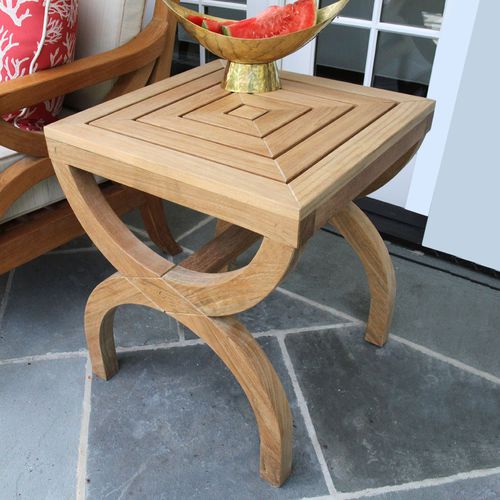 現代風サイドテーブル - FIORI® : 9812 - COUNTRY CASUAL TEAK - チーク材 / 正方形 / 家庭用