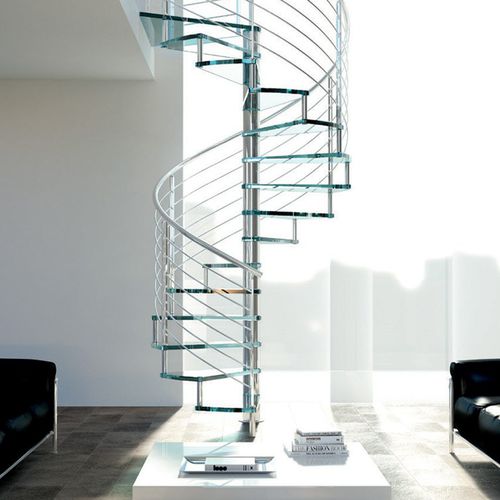 スパイラル階段 - C20-T-GVE - d'OPERA STAIRS - ガラス製ステップ / 金属フレーム / 現代風