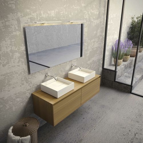 ダブル洗面台 - THIN LINE - NOVEL BATHROOM FURNITURE - 壁取り付け式 / オーク材 / ウォールナット
