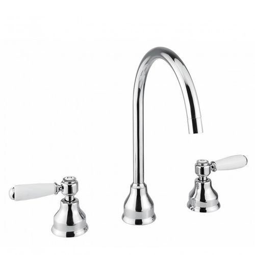 洗面器用ダブルハンドル混合水栓 - BDM-MBR-303-W - BAGNODESIGN - カウンタートップ / クロムメッキ金属 / バスルーム用