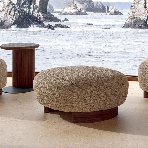 現代風プーフ - Pebble big - Nature Design - 布製 / オーク材 / 楕円形