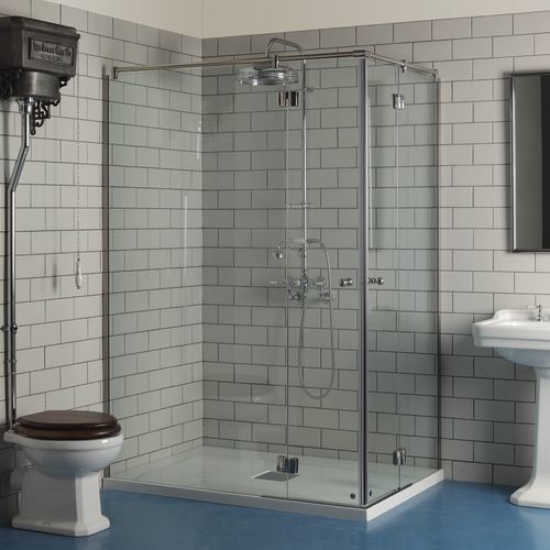 硬化ガラス製シャワー室 - Albion Bath Co - 開き戸付き / コーナータイプ / スモークガラス製