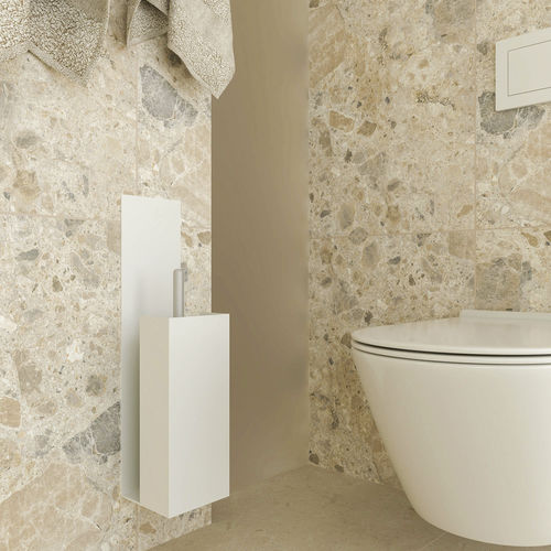 壁取り付け式トイレットペーパーホルダー - C • basic - 3S design - スチール製 / 黒色 / トイレブラシホルダー付き