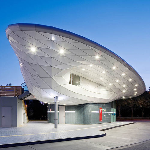 コーティング複合パネル - BUS TERMINAL HAMBURG-POPPENBÜTTEL - ALUCOBOND - 建物用 / マルキーズチェア用 / シェルター用