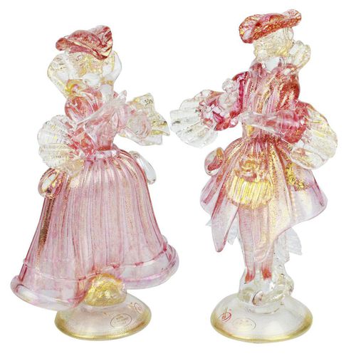 ムラノガラス製彫刻 - VENETIAN OLD STYLE GOLDONIANI : COUPLE GOLDONI - Original Murano Glass s.n.c. - ゴールド製