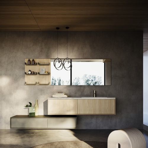 壁掛け式洗面台 - MODULA SYSTEM 06 - PUNTOTRE - メラミン / 現代風 / 扉なし
