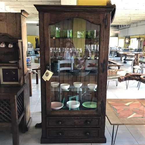 田舎スタイル展示ケース - BIT-02 - El roure vell - ガラス製 / オーク材 / 引き出し付き