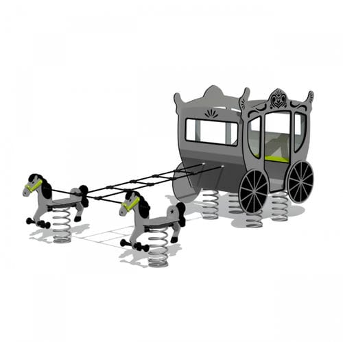 スチール製スプリング遊具 - COACH WITH HORSES  - Tiptiptap - HDPE / 輸送 / 6人用