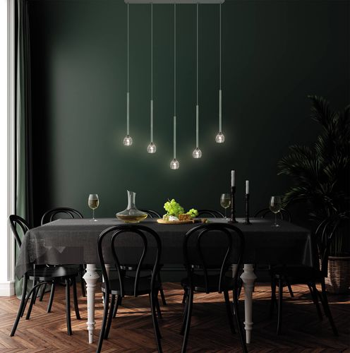 現代風シャンデリア -  LT 5 CRISTAL LINEAIRE - ISA MOSS - クリスタル製 / 漆塗りスチール製 / 電球5個
