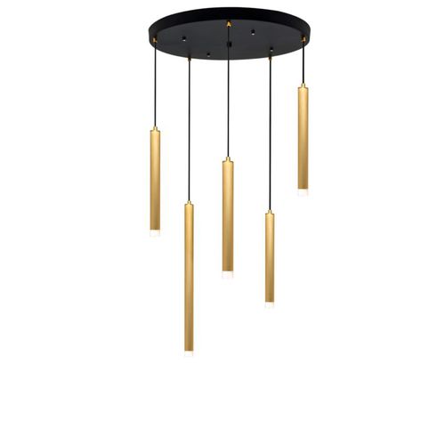 現代風シャンデリア - L5 TUBE OR ROND - ISA MOSS - アルミニウム / 漆塗りスチール製 / 電球5個