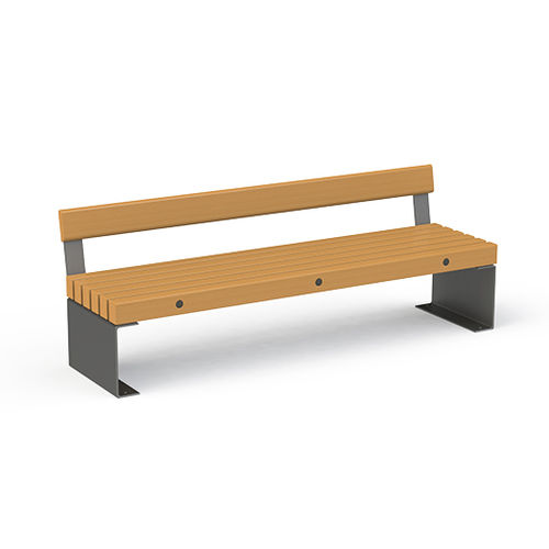 現代風公共ベンチ - LAGON  - Activia Mobilier Urbain - 木製 / 溶融亜鉛メッキ鋼製 / 背もたれ付き