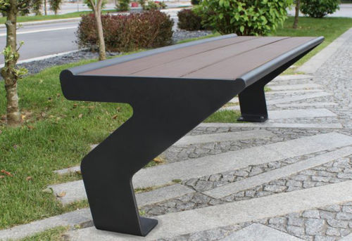 現代風公共ベンチ - PATA - Activia Mobilier Urbain - スチール製 / 複合素材 / 背もたれ付き