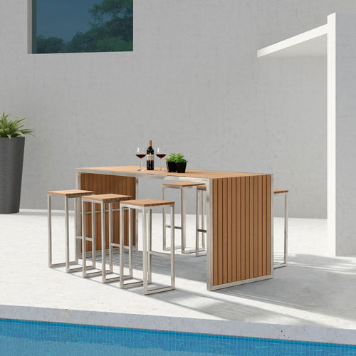 現代風バーテーブル - H-W0039 - Howvin outdoor furtniture - 木材・プラスチック複合材 / 金属脚 / 木製脚