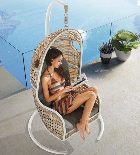 籐製スイングチェア - HY-20215L - Howvin outdoor furtniture - 金属製 / 自立型 / 取り外しできるクッション付き