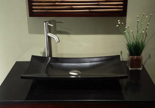 カウンタートップ型洗面器 - JET BLACK GRANITE - INDIA STONE EXPORT - 複合素材 / 1つ / 長方形