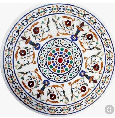 大理石テーブルトップ - WHITE INLAY  - INDIA STONE EXPORT