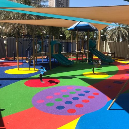 プレイグランド用床材 - SAFEPOL MULTICOLOR - KDF - Sports Flooring Production - 再生ゴム製 / ポリウレタン製 / EPDM