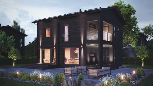 積層ソリッド ウッド製家 - SYSI 132 - Kuusamo Hirsitalot Oy - モジュラー / 現代風 / 2階建て