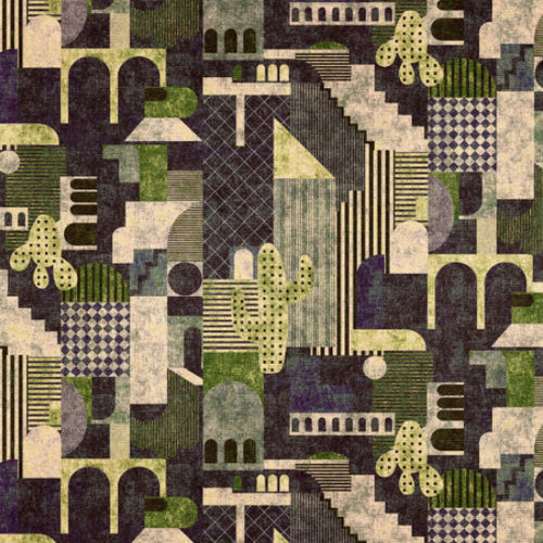 張り地 - INHAUS PRINTED COTTON VELVET VIRALOFF - Aldeco Interior Fabrics - カーテン用 / 柄付き / コットン