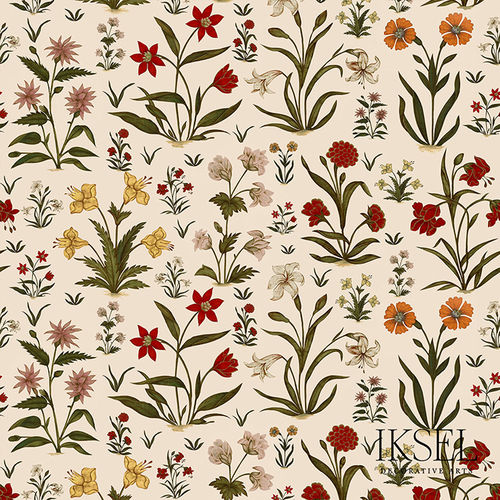 現代風壁紙 - RW315 Mogul Flowers - Iksel Decorative Arts - ビニール製 / グラスファイバー / 自然模様